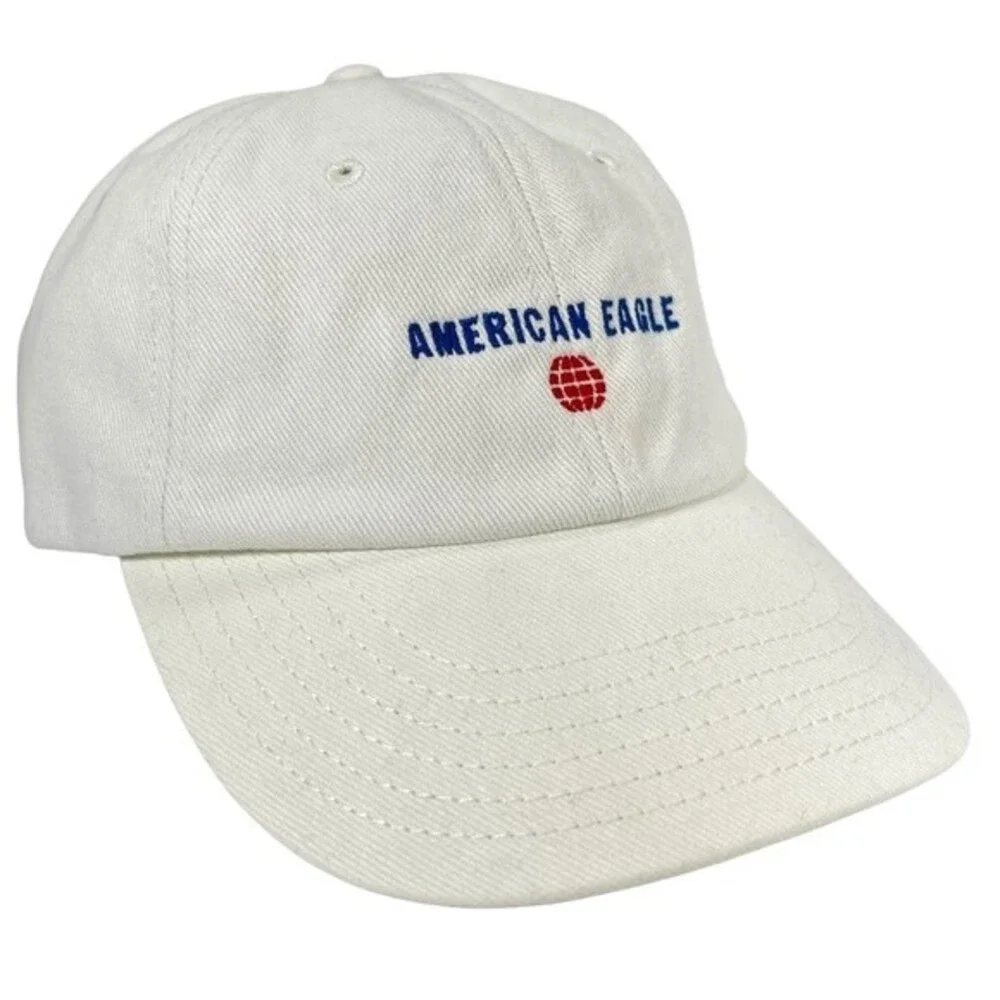 American Eagle Outfitters Hat AE White Embroidered Logo 100% Cotton One Size